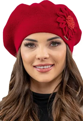Produktbild von Vivisence damen baskenmütze eleganter wintermütze warm und gemütlich kopfbedeckung an winter und herbst warm dick strickmütze, klassisch mütze für frauen, hergestellt in der eu, rot, einheitsgröße