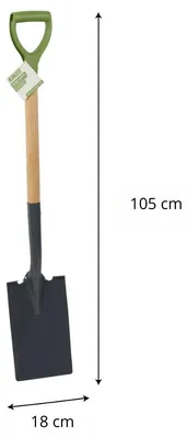 Obrázok produktu pre Kinzo záhradná lopata 105 cm - rýľ s drevenou násadou a plastovou rukoväťou - záhradné náradie na kopanie, odstraňovanie koreňov, zemné práce a kompostovanie