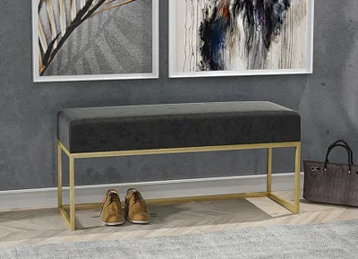 Produktbild von AX LIVING Sitz Bank Acciarolli 80 cm – Schwarz, goldenes Metallgestell