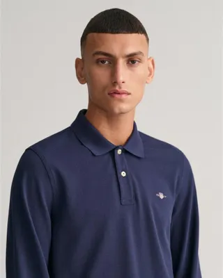 Produktbild von Gant Poloshirt Herren normale Passform dunkelblau einfarbig Baumwolle