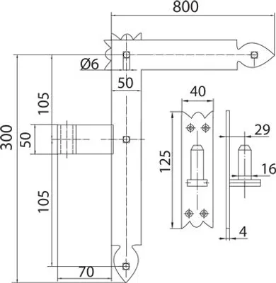 Produktbild von Winkelscharnier 800x300 schwarz (4 Stück) mit Haken