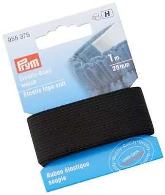 Velours-Bandelastik schwarz 25 mm x 1 m – 1 Stück