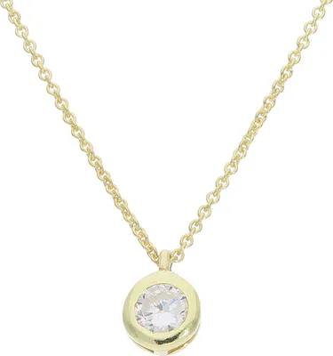 Produktbild von Halskette Damen 925 Silber vergoldet Zirkonia Anhänger rund JL16-05-0839 43 cm