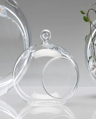 Produktbild von 6er Set Glaskugeln mit Öffnung, Hängevasen KUGEL D. 10cm Glas klar Sandra Rich