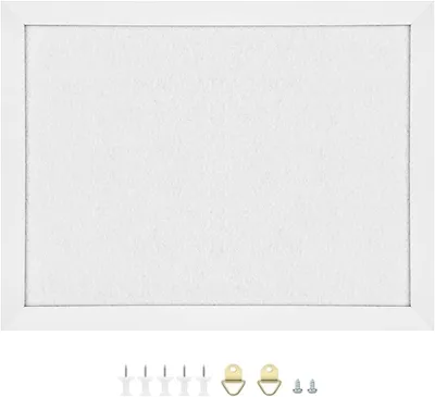 Image de Tableau d'affichage de 58x43 cm, tableau en feutre, cadre en bois blanc, avec punaises, pour bureau