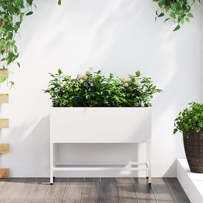 Produktbild von Maison Exclusive - Hochbeet Gartenpflanzer Weiß 60 x 26 x 48 cm Stahl