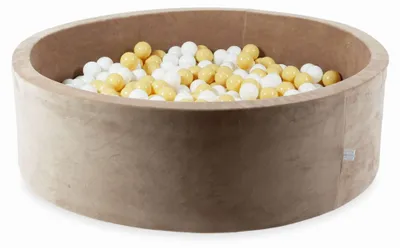 Imagen del producto de Cama para mascotas de 130x40 cm, color beige oscuro suave, con 700 bolas: blancas y beige