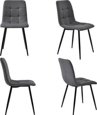 Immagine prodotto di MODFU, set di 4 sedie da pranzo, gruppo di sedie imbottite, sedia con schienale, solo sedie, senza tavolo, colore grigio scuro