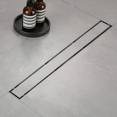 Duschrinne extra flach 80 cm Edelstahl Komplettset mit Siphon