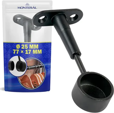 Obrázok produktu pre Držiak na tyče do šatníkových skríň, priemer 25 mm, rozmery 77 x 17 mm, stabilné upevnenie