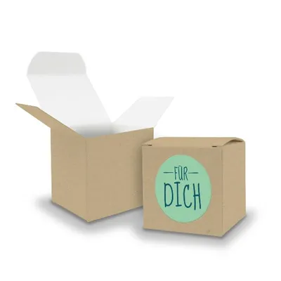 Produktbild von SET FÜR DICH (Motiv9) 24x Faltschachtel Würfel 6,5cm BRAUN + Sticker