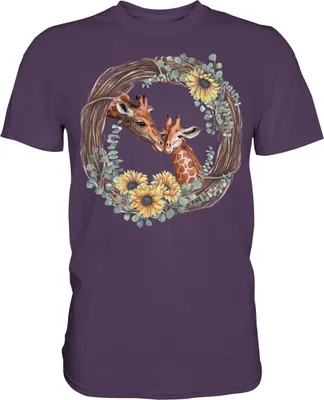 Produktbild von Giraffe Sonnenblumen T-Shirt Mama Tochter Geschenk – Urban Purple / L