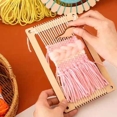 Produktbild von Sticken, Stricken & Weben für Kinder, DIY Holz Webrahmen, 3* Rechteck gewebte Bretter, Schulwebrahmen, Stricken und Weben, für Kinder, Anfänger