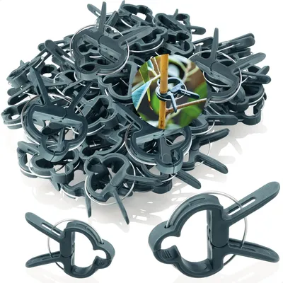Produktbild von com-four® 60x Pflanzenklemmen - Rankhilfen zur Sicherung von Pflanzen - Pflanzenklammern in 2 Größen - Rankkäfige für Tomaten - Rosenklammern - grüne Pflanzenclips