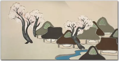 Produktbild von Coloray Bild aus Glas 140x70 glasblock mit bild gehärtetes Glas wohnzimmer Dekoration wanddekoration Küche - Asien Dorf Baum