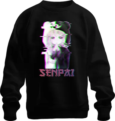Immagine prodotto di SENPAI Anime Kawaii Chibi Glitch Manga Otaku Bear Hooded Vaporwave Unisex Felpa Pullover, Nero, 3XL