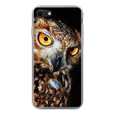 Produktbild von MuchoWow® Handyhülle Schutzhülle Hülle für iPhone 8 Eule - Schwarz - Gelb Silikon Softcase Handy Hülle - Schutzhaube