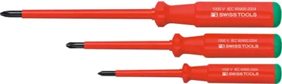 Produktbild von PB Swiss Tools Pozidriv-Schraubendreher-Satz SwissGrip, vollisoliert, 3-teilig