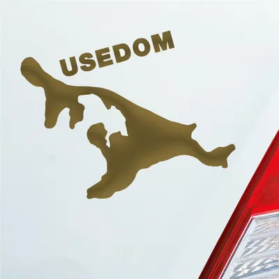 Produktbild von Auto Aufkleber USEDOM Spaß Insel Deutschland Urlaub 10x9 cm Gold Sticker Heckscheibenaufkleber
