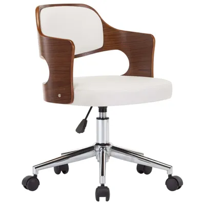 Image de vidaXL Chaise de salle à manger Pivotante Blanc Bois courbé et similicuir