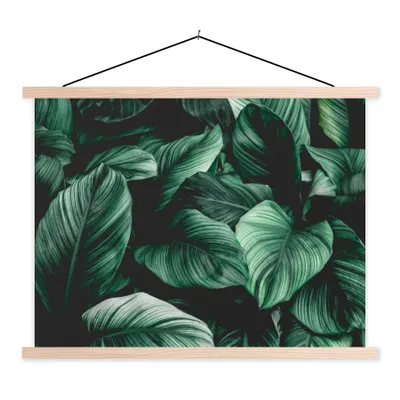 Produktbild von MuchoWow® Textilposter Dschungel - Blätter - Tropisch - Pflanzen - Natur 120x90 cm mit holzfarbenen Rahmen - Magnetisch