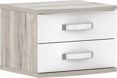Image de Nachtkommode >Rondino< in Sandeiche / Weiss Glanz - 50,4x41,4x46cm (BxHxT)