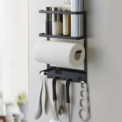 Produktbild von Yamazaki Utensilienhalter magnetisch Küche Kühlschrank Halterung Metall schwarz