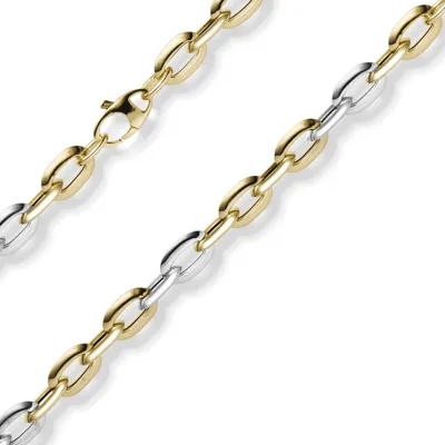 Produktbild von 6,5mm Armband Weit-Ankerkette 585 Gold Gelbgold Weißgold bicolor 21cm Armschmuck