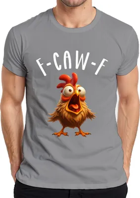Produktbild von F-CAW-F Lustiges Cartoon Huhn Verrücktes Bauernhof Humor witzig Herren T-Shirt, Grau, M