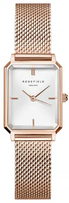 Zdjęcie produktu dla Zegarek damski ROSEFIELD Octagon XS Mesh, biały i różowe złoto, OWRMR-O59
