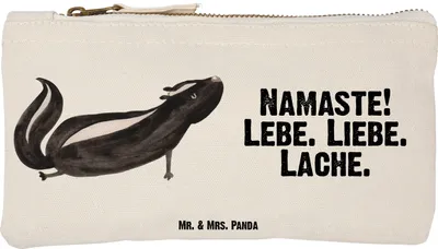 Produktbild von Mr. & Mrs. Panda Federmappe Stinktier Yoga Größe S Klein - Weiß - Geschenk, Federtasche, Kosmetiktasche, Namaste, Kulturtasche, Kulturbeutel, Make-Up Tasche, Lebe, Liebe