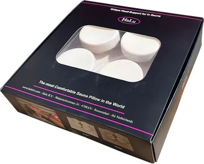 Obrázok produktu pre Sauna HaLu v krabici s ergonomickými opierkami hlavy štvorcového tvaru: - Aspen