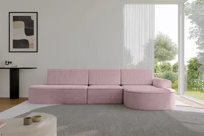 Produktbild von ALTDECOR Ecksofa mit Schlaffunktion und Bettkasten - MARI-L2-S - 368X167X85 - Rosa Corner Sofa Eckcouch Couch L-Form, links/rechts angeordnet, Schlafcouch Ausziehbar Wohnlandschaft