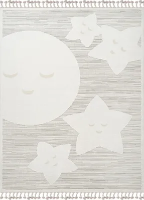 Produktbild von Kinderteppich weich mit Sternenmuster weiß 120x180