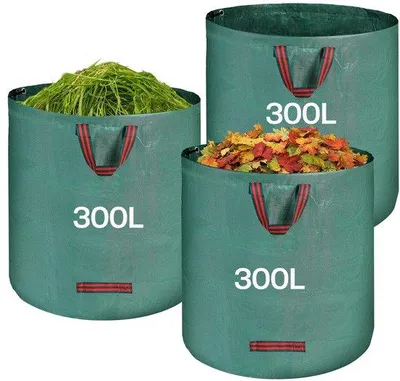 Produktbild von Unyqoos® faltbarer, wiederverwendbarer 300 L Gartenabfallsack – reißfest, wasserdicht & UV-beständig, mit 4 Tragegriffen