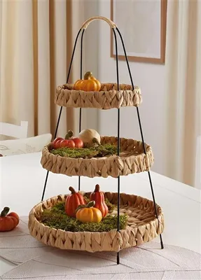 Produktbild von Etagere "Wasserhyazinthe" 52 cm hoch mit 3 Etagen, Obstetagere, Servierplatte, Cupcake & Muffin Ständer
