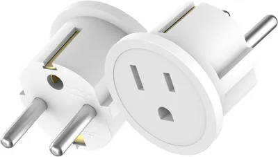 Obrázok produktu pre Cestovný adaptér 2-pack, USA na EU, Biela, pre európske cesty