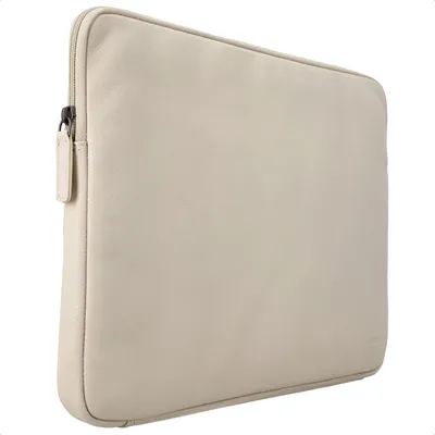 Productafbeelding van Accezz Leather Laptophoes met rits 13-14 inch - Laptopsleeve - Beige