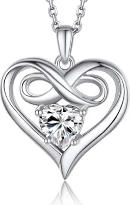 Image de MomentWish Collier Femme 1 carat Moissanite Coeur Rose Argent 925 avec Pendentif