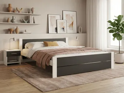 Produktbild von IKAROS Doppelbett 120x200, anthrazit/weiß, ohne Lattenrost, ohne Matratze