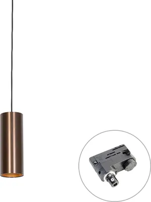 Produktbild von QAZQA Professional - Modern Design-Pendelleuchte I Pendellampe I Hängelampe I Pendellampe I Pendelleuchte I Lampe I Leuchte Dunkelbronze inkl. Schienenadapter 3-Phasen - 3-Phasen Tubo I Wohnzimmer I S