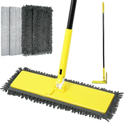 Produktbild von Flachmop zum Zusammenklappen mit drehbarem Kopf um 90 Grad und Stiel 132 cm