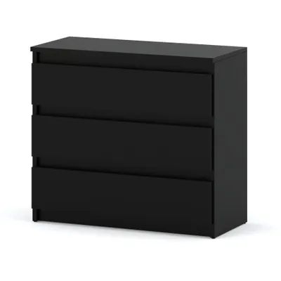 Produktbild von STIV Möbel | Kommode Schwarz Matt 80x33,5x71,5 cm | 3 Schubladen | Modernes Sideboard | Minimalistisch & elegant