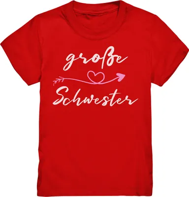 Produktbild von Große Schwester T-Shirt Herz Große Schwester Geschenk – Red / 152/164 (12-14)