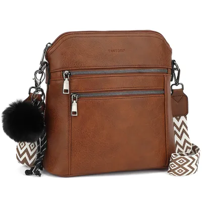 Produktbild von Damen Umhängetasche mittelgroß, Schultertasche mit mehreren Fächern, Crossbody Bag Handtaschen für Frauen mit Verstellbarem Breitem Gurt
