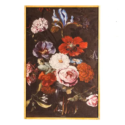 Produktbild von Clayre & Eef Gemälde 40x60 cm Schwarz Rot Holz Blumen