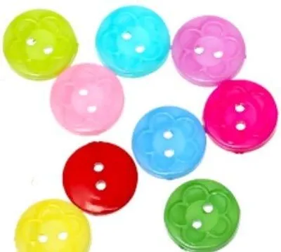 50 Harsknöpfe, 15 mm, rund, bunte Mischung, 2 Löcher