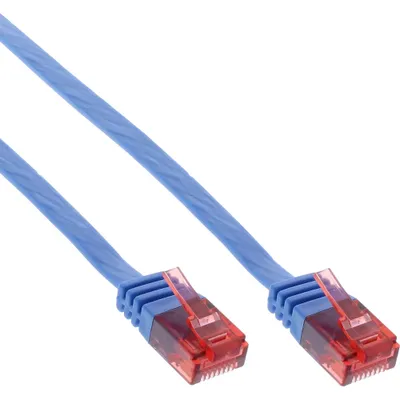 Image de InLine® 71655B Câble patch plat, U/UTP, Cat.6, bleu, 0.5m