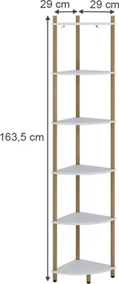 Imagen del producto de Estante de esquina Vicco Bivio Blanco/pino 29 x 163.5 cm con 6 compartimentos, Model 57471