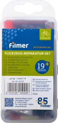 Image de Kit de réparation vélo 19pcs boîte de réparation chambre à air vélo Filmer